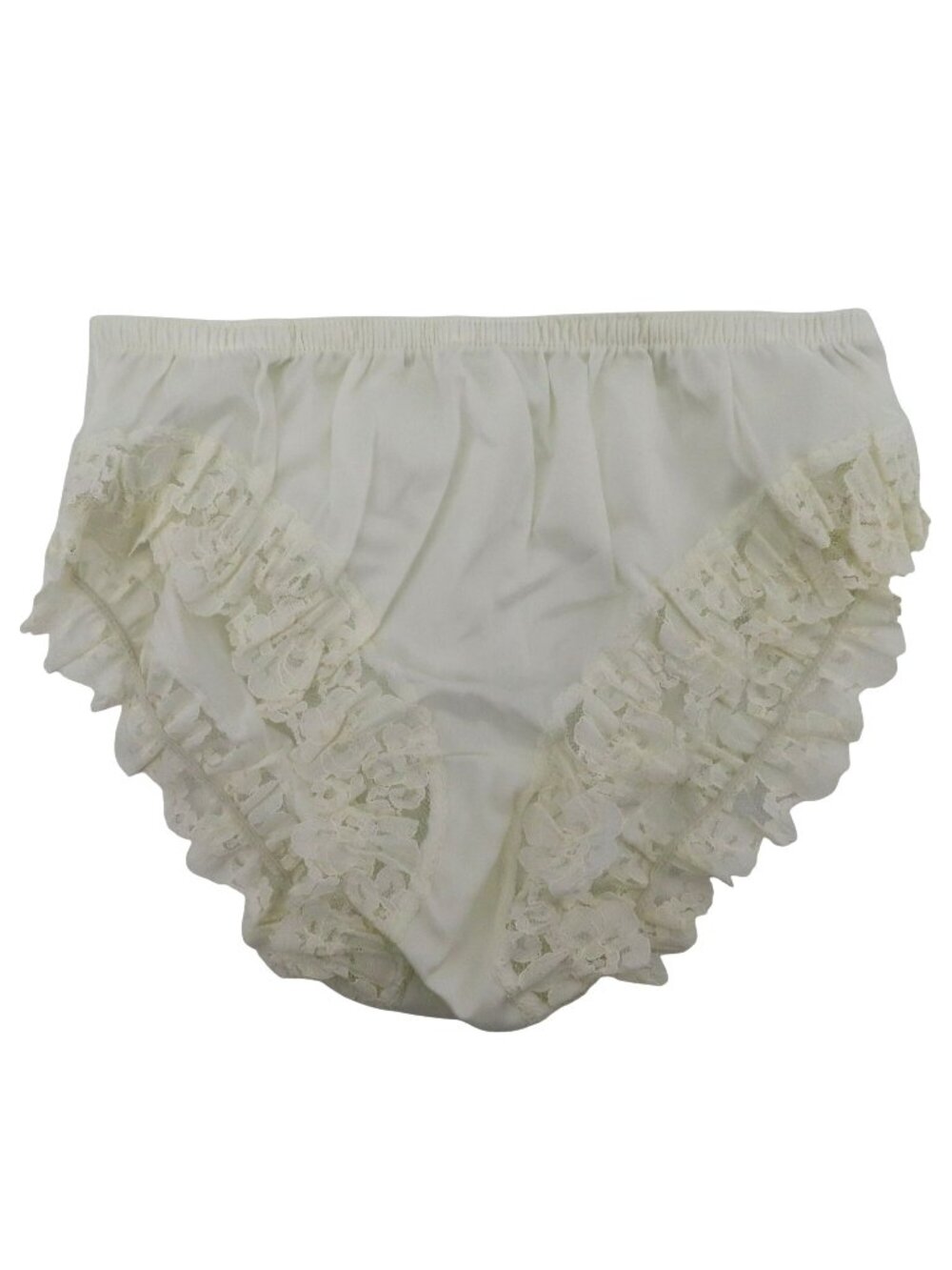 VTG NEW No tags Fitzgerald Women 7 Lace Trim Panty All Nylon Solid White Ivory